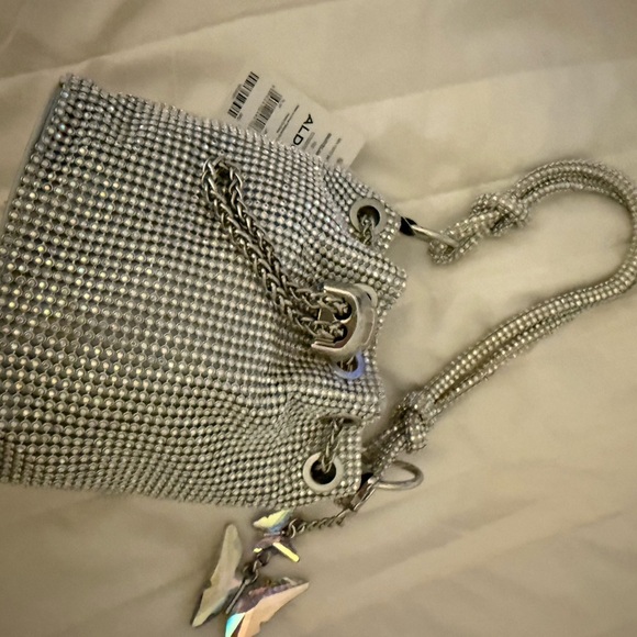 Aldo Silver Mini Bag with Chain Detail - Picture 1 of 6
